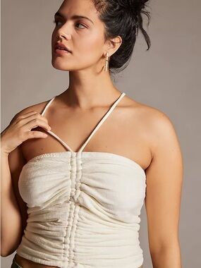 Anthropologie Pilcro Soft White Ruched Tank